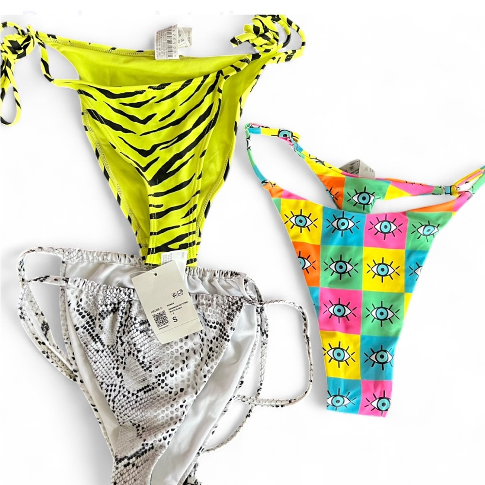 Set of 3 Forever 21 Multicolor Swimwear bikini bottom